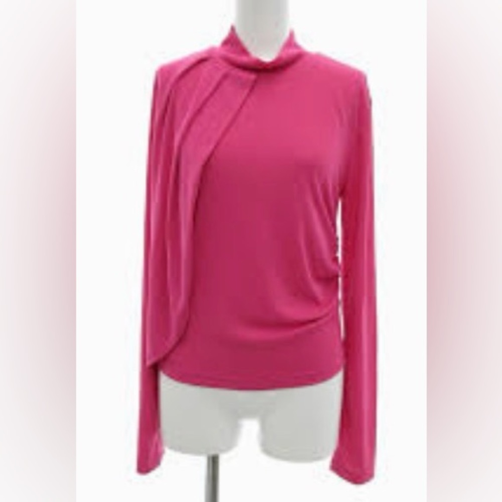 Zara Magenta Long Sleeve Statement Sleeve Top | Feminine Chic